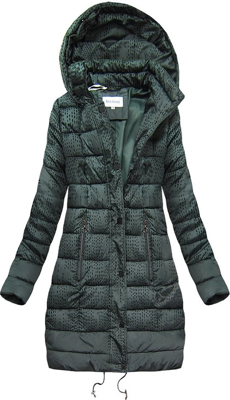 DAMSKA ZIMOWA PIKOWANA KURTKA Z KAPTUREM ZIELONA (J18-003)