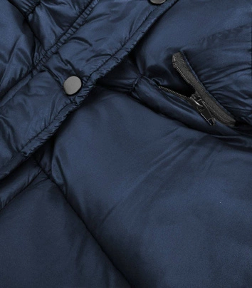 Damska kurtka pikowana z odpinanym kapturem granatowa (7564)