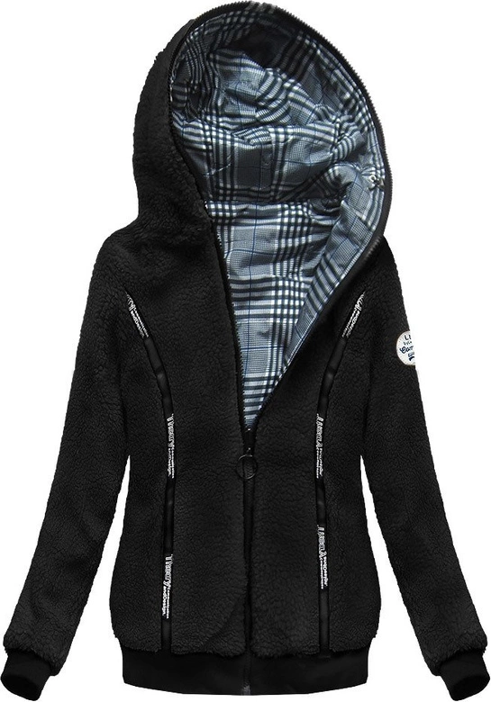DWUSTRONNA BLUZA Z KAPTUREM GRANATOWO-CZARNA (659A)