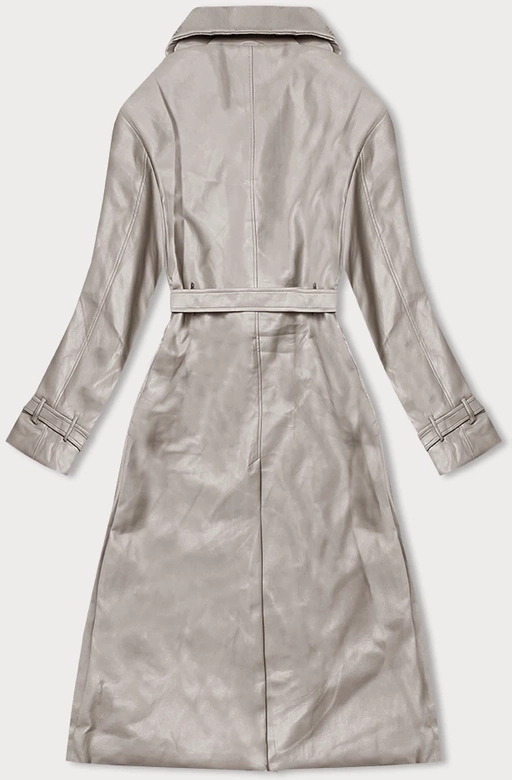 Dwurzędowy klasyczny płaszcz damski ze skóry ekologicznej Ann Gissy beżowy (AG6-30)