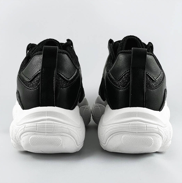 Sznurowane sneakersy damskie czarne (172)