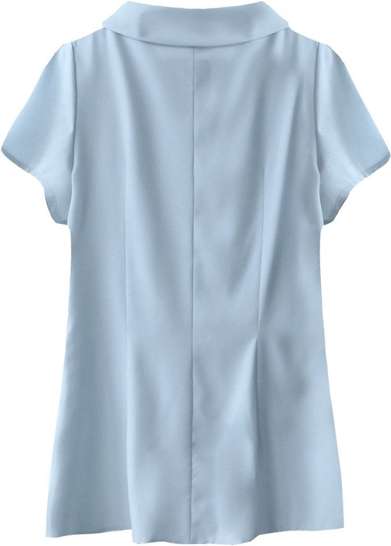 BLUZKA Z WIĄZANYM KOŁNIERZYKIEM BŁĘKITNA (289ART)