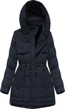 PIKOWANA KURTKA Z PUCHEM NATURALNYM GRANATOWA (8081)