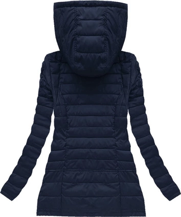 PIKOWANA KURTKA Z KAPTUREM GRANATOWA (W623BIG)