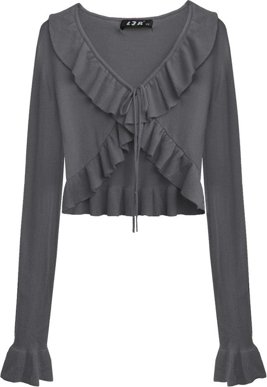 KRÓTKI WIĄZANY SWETEREK CIEMNOSZARY (1578)