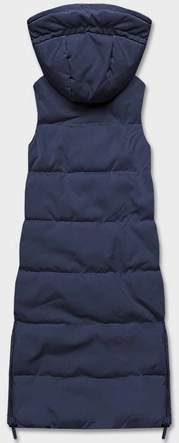 Długa kamizelka damska dwustronna granat-khaki (B8137-3)