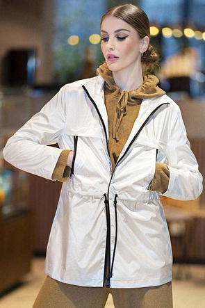 Cienka kurtka damska ze stójką perłowa (ag5-017)