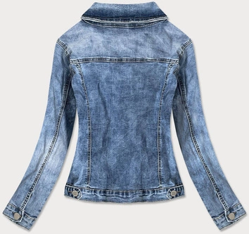 KRÓTKA KLASYCZNA DAMSKA KURTKA JEANSOWA NIEBIESKA (GD6641-K)