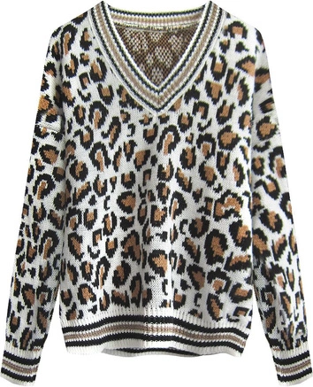 SWETER W ZWIERZĘCY PRINT BIAŁY (458ART)