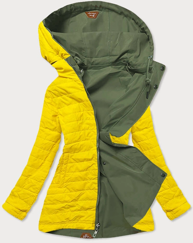 Dwustronna kurtka damska khaki-żołta (can-620big)