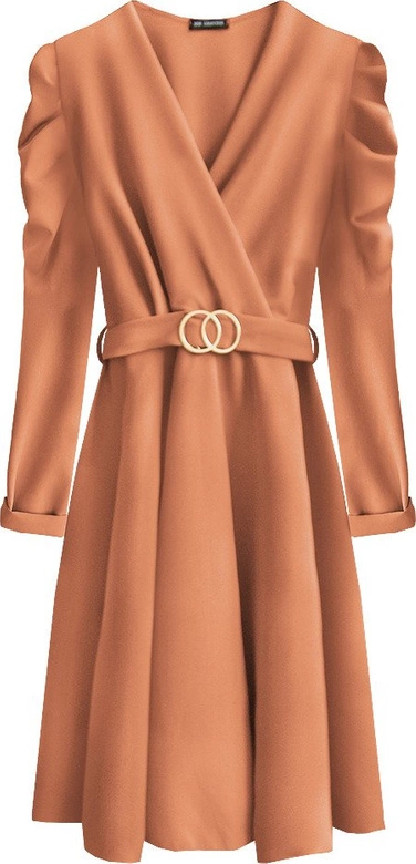 ELEGANCKA WIĄZANA SUKIENKA KOPERTOWA POMARAŃCZOWA (565ART)