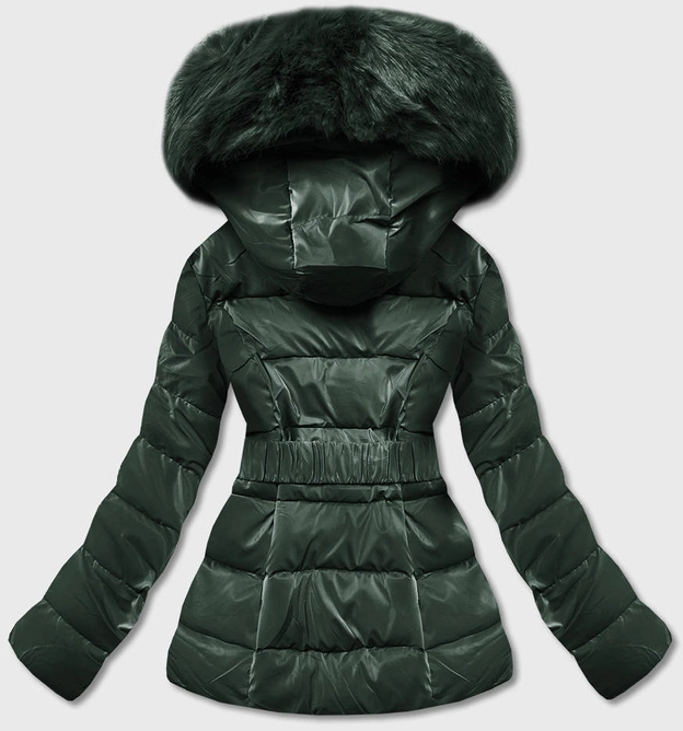 Krótka błyszcząca kurtka damska zielona (B8090-10)