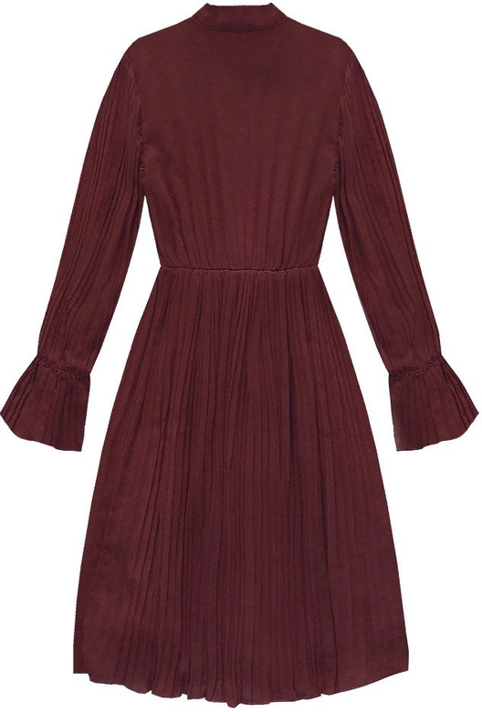 ZWIEWNA PLISOWANA SUKIENKA BORDOWA (136ART)