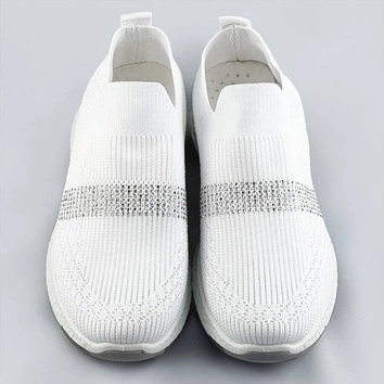 Ażurowe buty damskie z cyrkoniami białe (c1057)