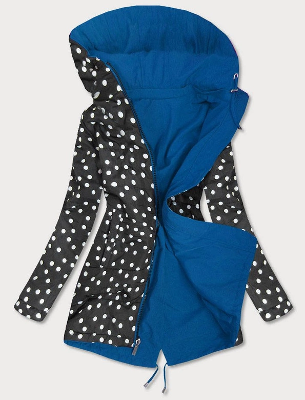 DWUSTRONNA KURTKA PARKA DAMSKA NIEBIESKA-KROPKI (W353)