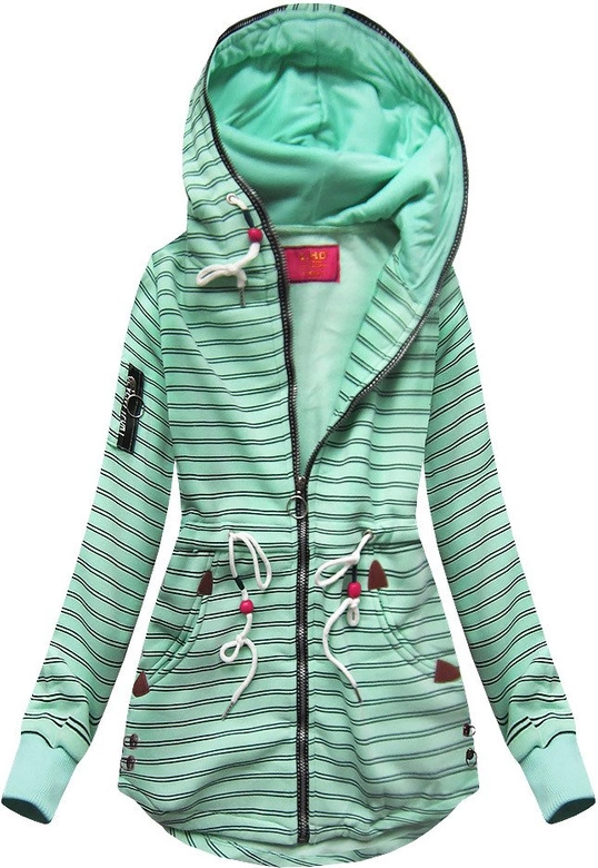 DŁUŻSZA BLUZA W PASKI MIĘTOWA (619A)