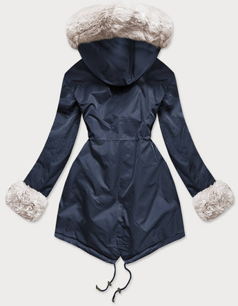 PARKA DAMSKA ZIMOWA NA MISIU GRANAT-ECRU (B530-3046)