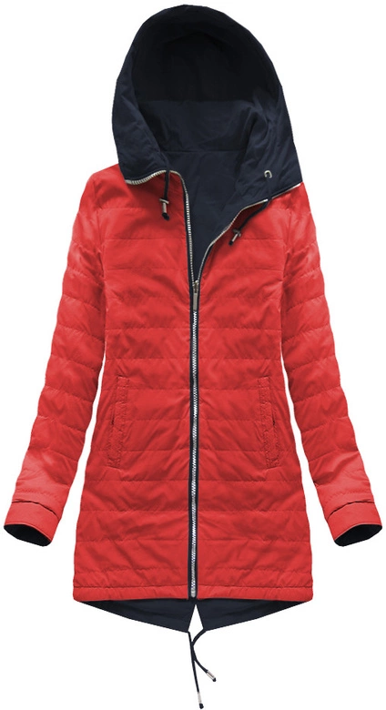 DWUSTRONNA PARKA Z KAPTUREM GRANATOWO-CZERWONA (W0236)