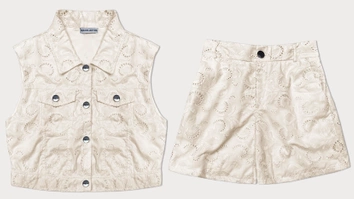 Letni komplet kamizelka i krótkie spodenki beżowy (72018)