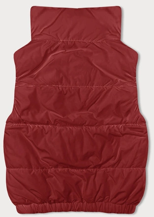 Krótki puchowy bezrękawnik damski ze stójką czerwony (16M9092-270)