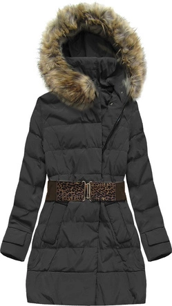 KURTKA Z KAPTUREM I PASKIEM CZARNA (1976)