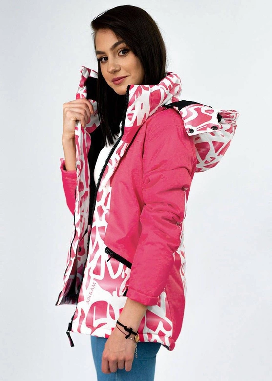 Damska kurtka zimowa narciarska z membraną różowa (w187)