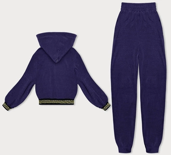 Komplet dresowy w prążki z ozdobnymi ściągaczami śliwkowy (AMG-345A)