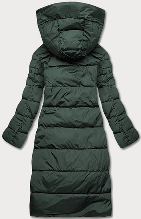 DŁUGA ZIMOWA KURTKA DAMSKA CIEMNO ZIELONA (2M-033)