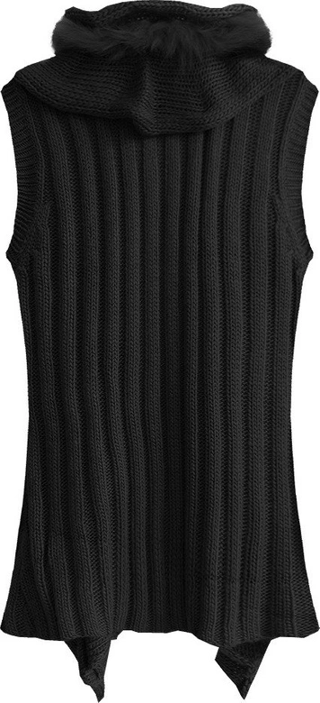 SWETERKOWA KAMIZELKA O GRUBYM SPLOCIE CZARNA (1611)