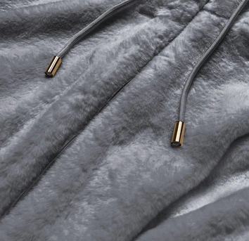 FUTRZANA KURTKA DAMSKA Z KAPTUREM SZARA (BR9596-9)