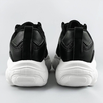 Sznurowane sneakersy damskie czarne (172)