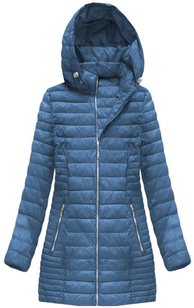 PIKOWANA KURTKA Z KAPTUREM NIEBIESKA (B1070-30)