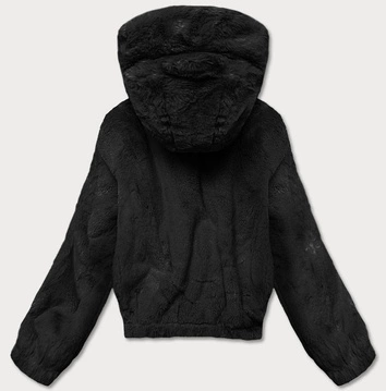 Krótka kurtka damska futro czarna (R8050-1)