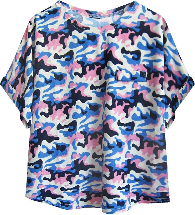 KRÓTKA BLUZKA MORO ECRU-RÓŻOWA (425ART)