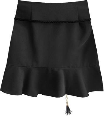 KRÓTKA SPÓDNICA Z FALBANĄ CZARNA (6158/1)