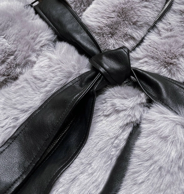 Damska kurtka ze skóry ekologicznej z futerkiem czarna (fk-027)