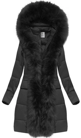 PIKOWANA KURTKA Z KAPTUREM CZARNA (AURA)