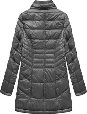 PIKOWANA DAMSKA KURTKA ZIMOWA Z KAPTUREM CIEMNOSZARA (B2617-30)