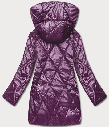 Kurtka damska z ozdobnym kapturem ciemna fioletowa (B8126-71)