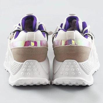 Sneakersy damskie z podwójnymi sznurówkami białe (7001)