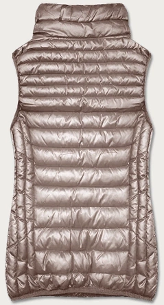 Damska kamizelka ze stójką ciemnobeżowa (B8233-12)