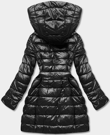 Kurtka pikowana z podwójnym kapturem czarna (L22-9862-1)
