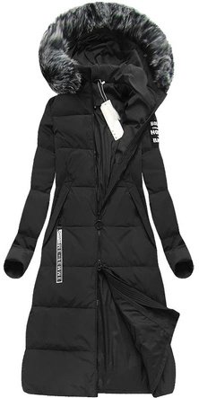 PŁASZCZ DAMSKI ZIMOWY Z PUCHEM NATURALNYM CZARNY (7078)