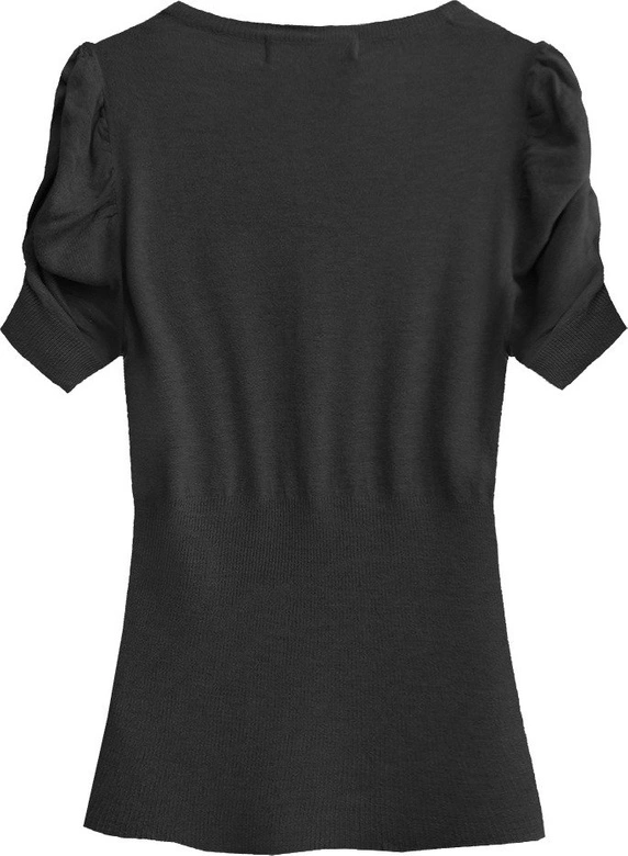 SWETER Z BUFIASTYMI RĘKAWAMI CZARNY (1576)