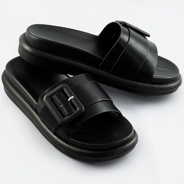 Damskie klapki z klamrą czarne (xa136)