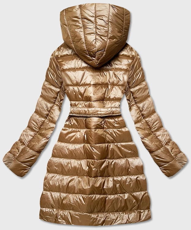 Lekka kurtka damska zimowa z ocieplanym kapturem brązowa (omdl-019)