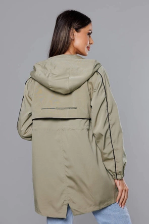 Cienka kurtka damska na podszewce oliwka (B8119-48)