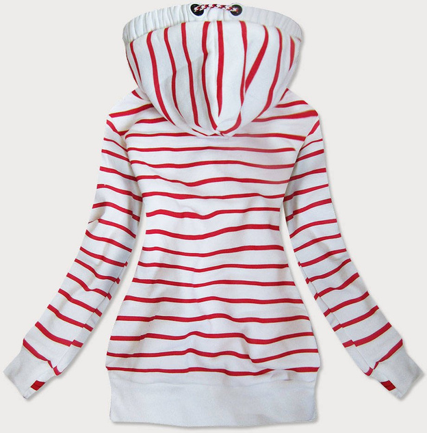 ROZPINANA BLUZA W PASKI BIAŁO-CZERWONA (645)