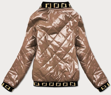 Błyszcząca kurtka damska bomberka karmelowa (b9798-46)