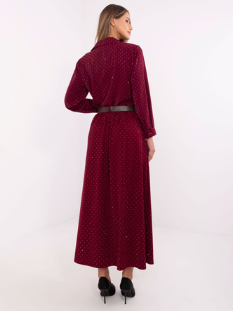 Elegancka spódnica maxi z ozdobnym wykończeniem bordowa (19720)